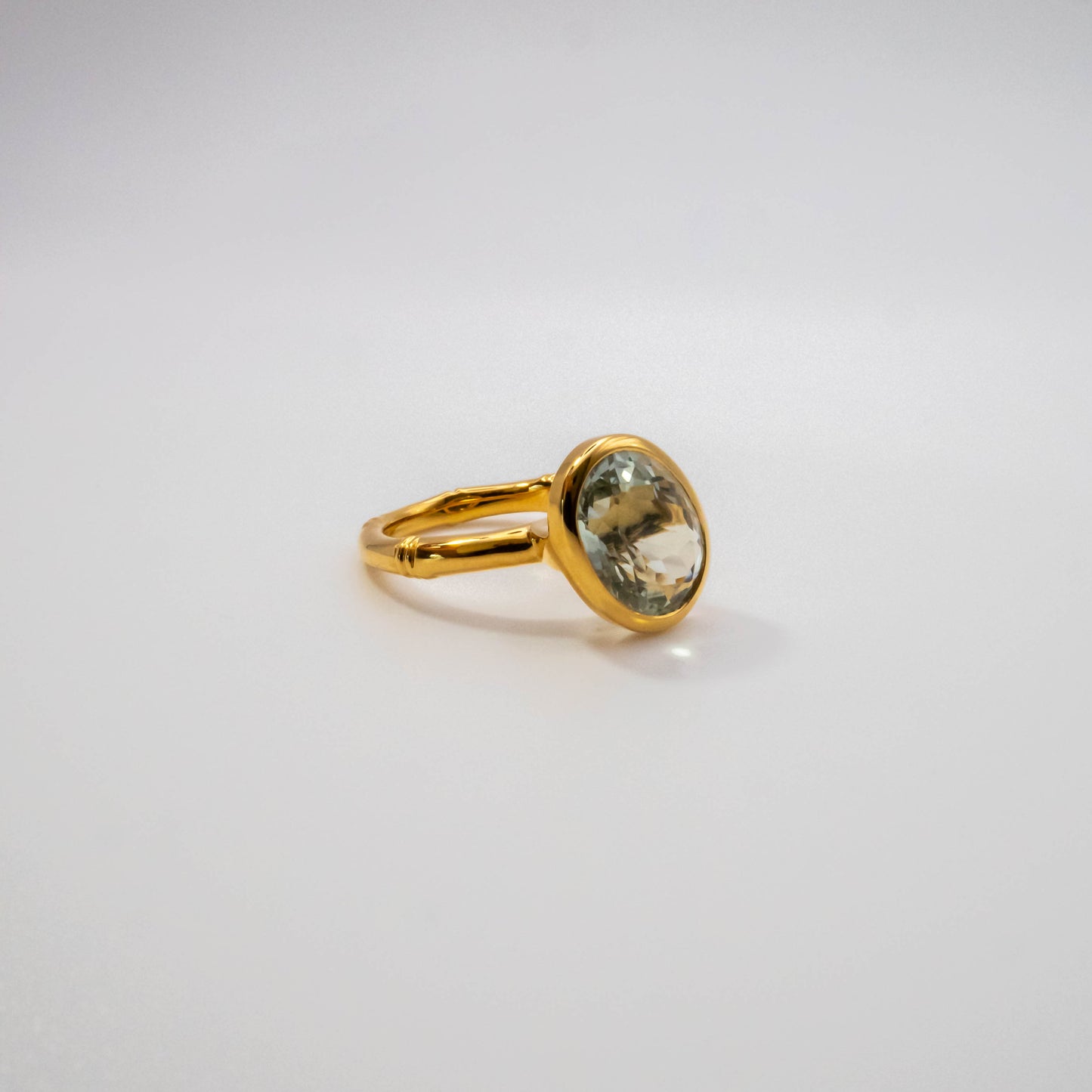 Green amethyst Bamboo ring