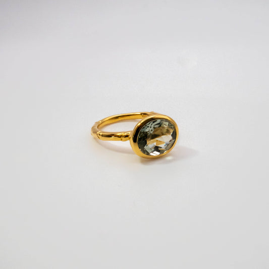 Green amethyst Bamboo ring