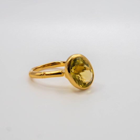 Lemon quartz Bamboo ring