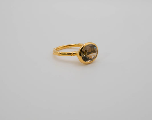 Smoked quartz Bamboo ring